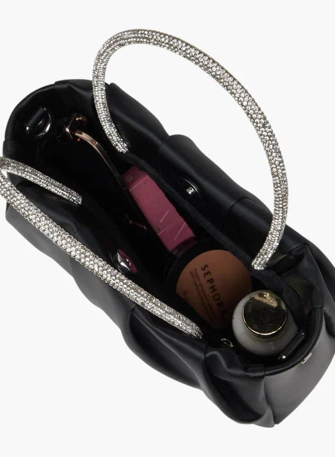 Flora Bella By Shoexpress Women's Logo Detail Tote Bag with Embellished Top Handles