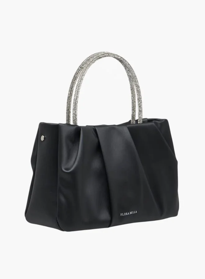 Flora Bella By Shoexpress Women's Logo Detail Tote Bag with Embellished Top Handles