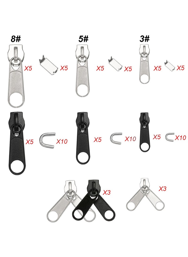 طقم إصلاح سحاب بديل، 85 قطعة من طقم الإنقاذ مع أداة تثبيت السحاب وسحّابات تمديد السحاب للملابس والحقائب والسترات والخيام والأمتعة وحقائب الظهر وحقيبة النوم - Image 4