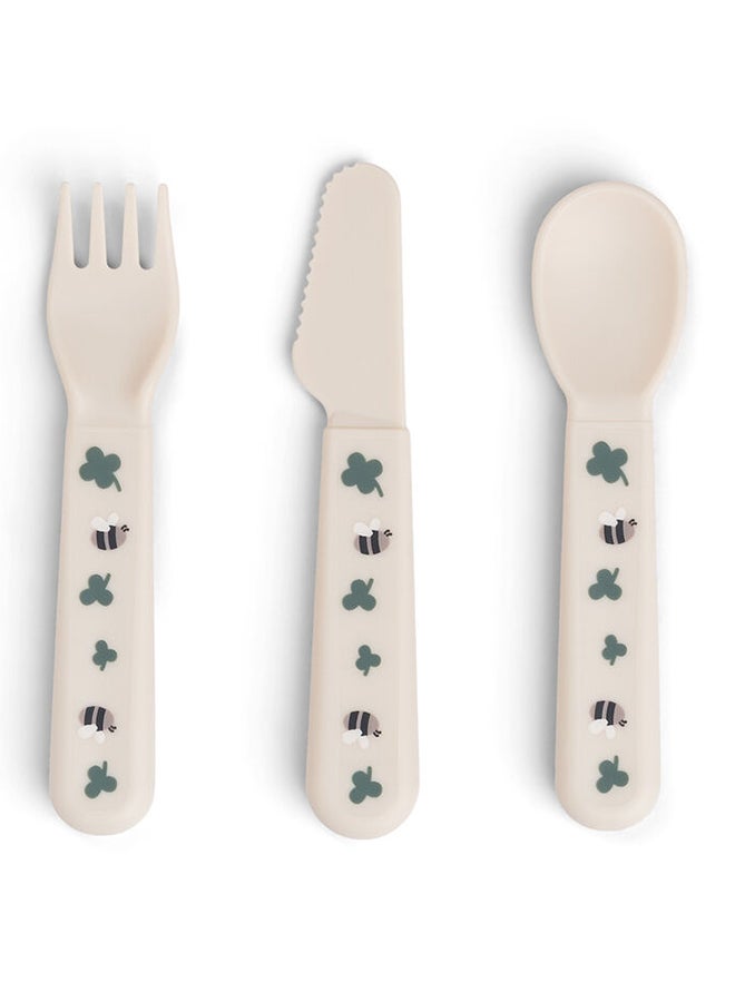done by deer Foodie Cutlery Set Tiny Farm Sand | Baby Spoon, Fork  And  Knife Set | Easy-Grip Handles | Durable  And  Safe | Scandinavian Design  - Image 1