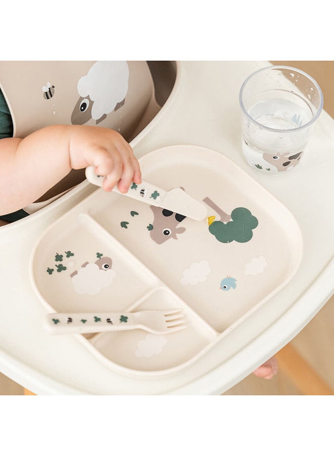 done by deer Foodie Cutlery Set Tiny Farm Sand | Baby Spoon, Fork  And  Knife Set | Easy-Grip Handles | Durable  And  Safe | Scandinavian Design  - Image 4