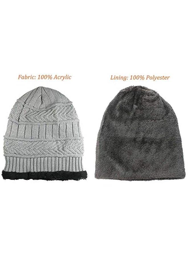 Winter Hat Scarf Gloves Slouchy Beanie Snow Knit Skull Cap Touch Screen Mittens Circle Scarves for Women Men - Image 3