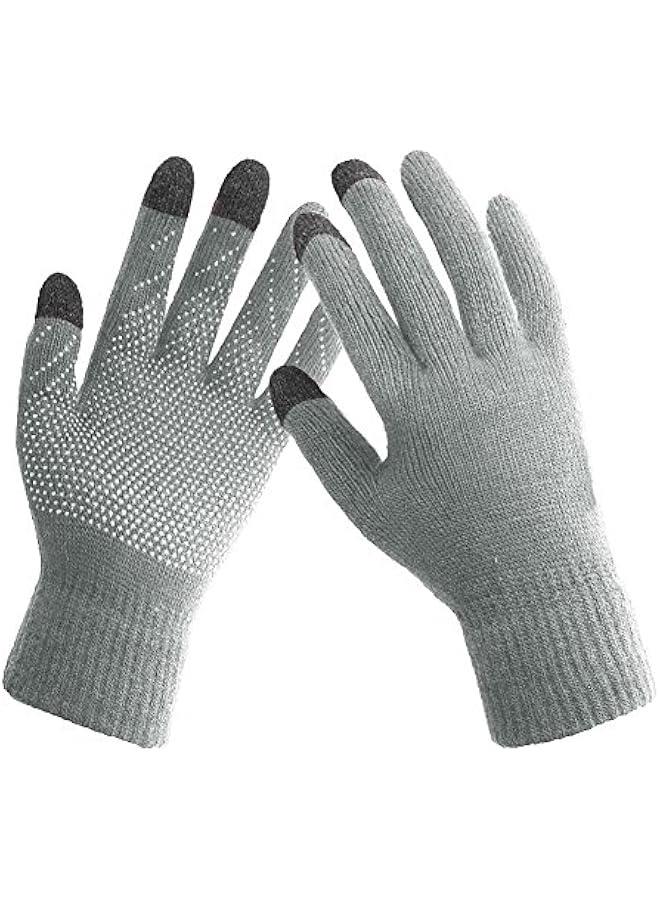 Winter Hat Scarf Gloves Slouchy Beanie Snow Knit Skull Cap Touch Screen Mittens Circle Scarves for Women Men - Image 4