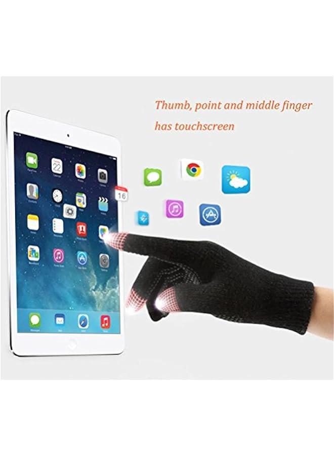 Winter Hat Scarf Gloves Slouchy Beanie Snow Knit Skull Cap Touch Screen Mittens Circle Scarves for Women Men - Image 5