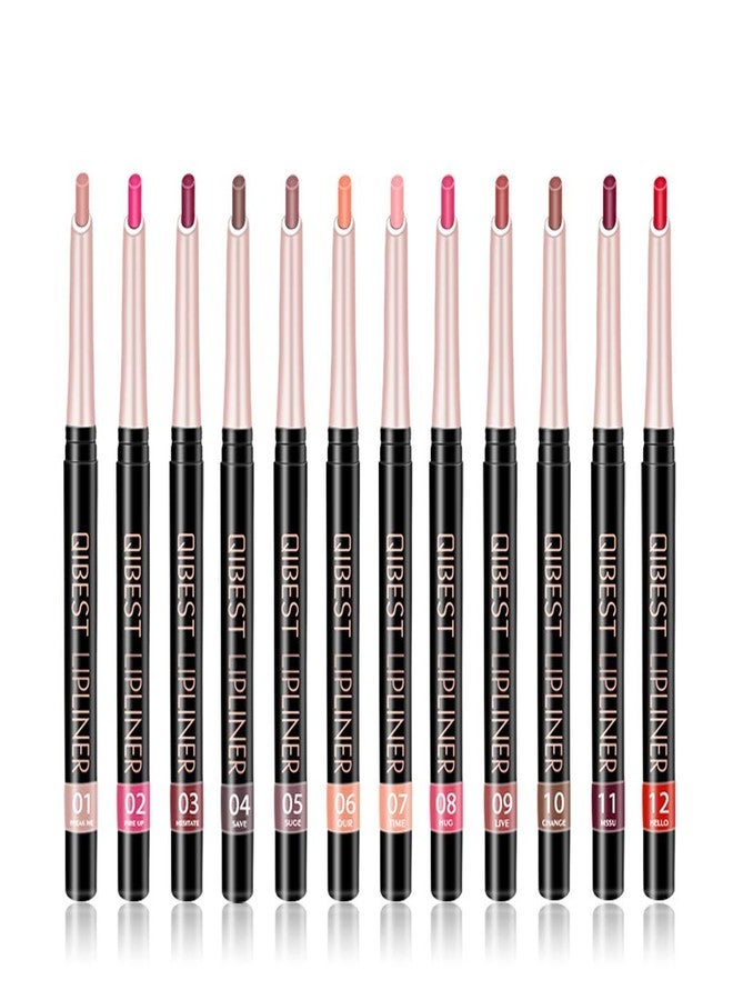 QiBest 12 Colors Lip Liner Pencil Waterproof Non-Marking Matt Velvet Lipstick Pen （12Pcs Lot Set） - Image 1