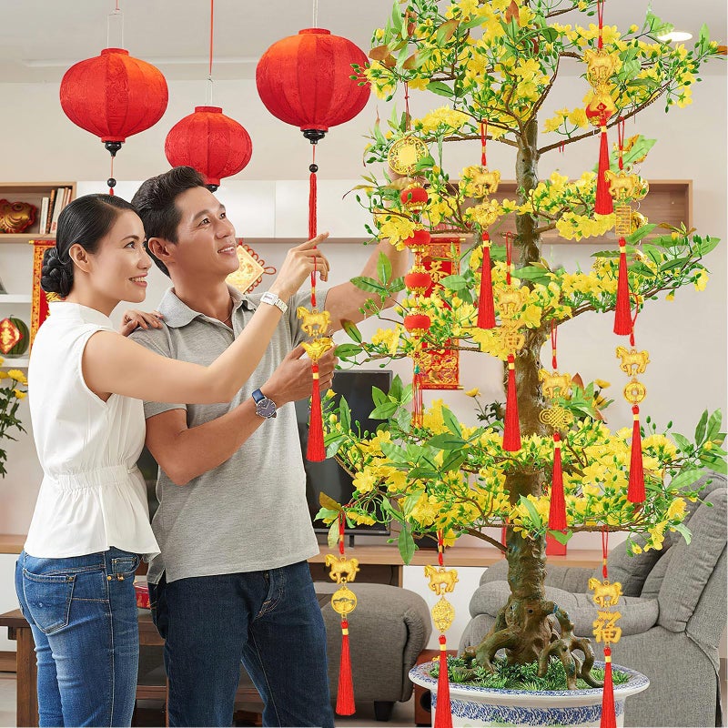 JULMELON 18PCS Chinese New Year Decorations 2026 Year of The Horse Gold Feng Shui Hanging Pendants Chinese Knot Good Lucky Ornaments for Car Spring Festival Lunar New Year Wealth Fortune Success - Image 5