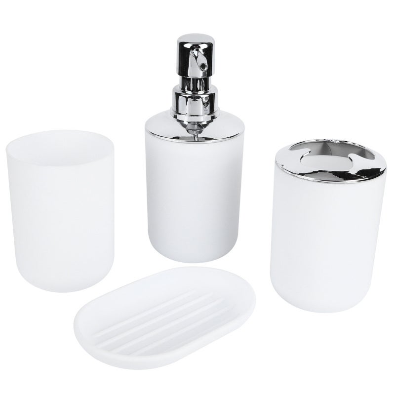 4Pcs/Set Bathroom Kit Accessory Plastic Lotion Bottle Storage Cup Rinse Cup Soap DishWhite - Image 4