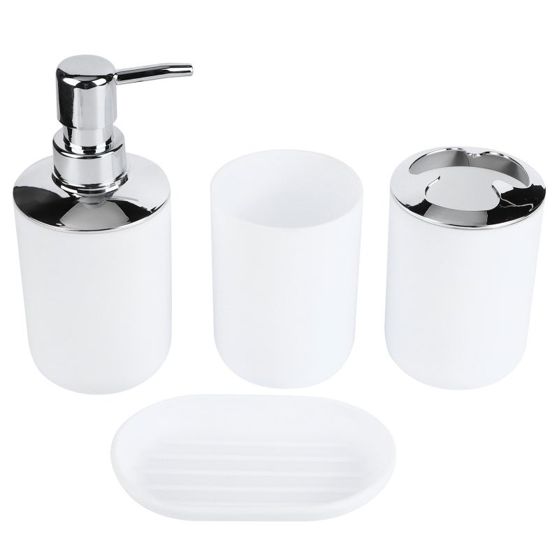 4Pcs/Set Bathroom Kit Accessory Plastic Lotion Bottle Storage Cup Rinse Cup Soap DishWhite - Image 2