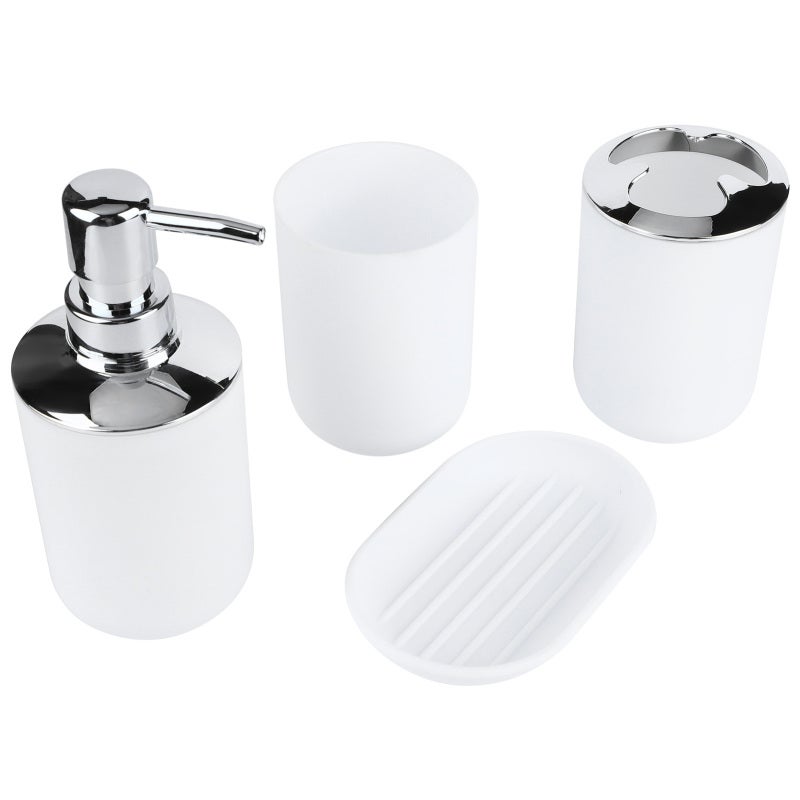 4Pcs/Set Bathroom Kit Accessory Plastic Lotion Bottle Storage Cup Rinse Cup Soap DishWhite - Image 3