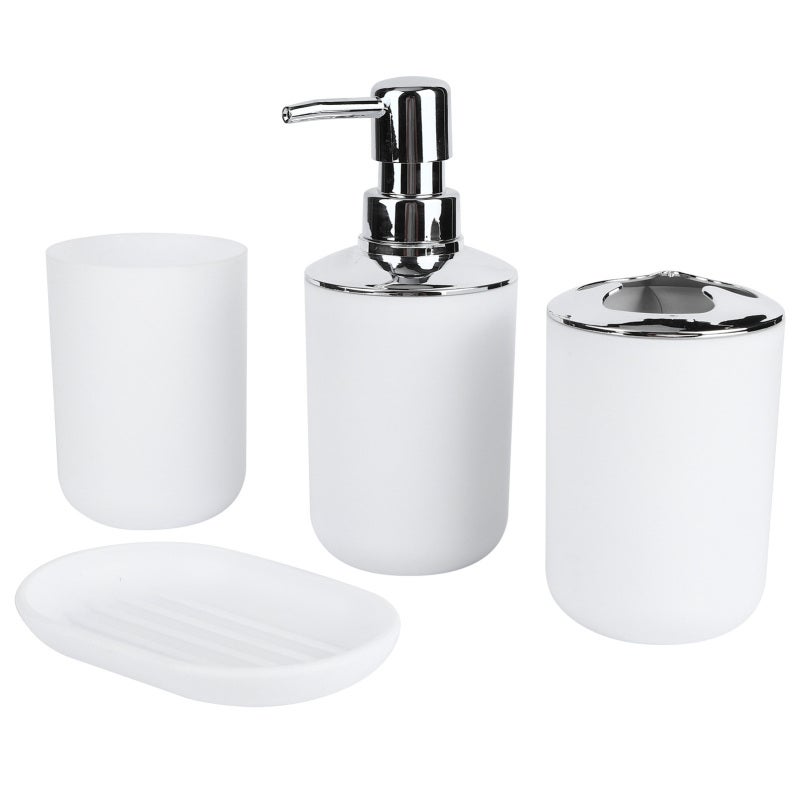 4Pcs/Set Bathroom Kit Accessory Plastic Lotion Bottle Storage Cup Rinse Cup Soap DishWhite - Image 5