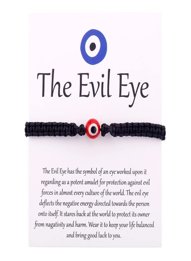 SUMMER LOVE Handmade Jewelry Evil Eye Bracelets with Card,Black Red String Bracelets Kabbalah Protection Luck Amulet for Women Men Boys Girls Friends Pulseras Mujer (Red Bead-Black String) - Image 1