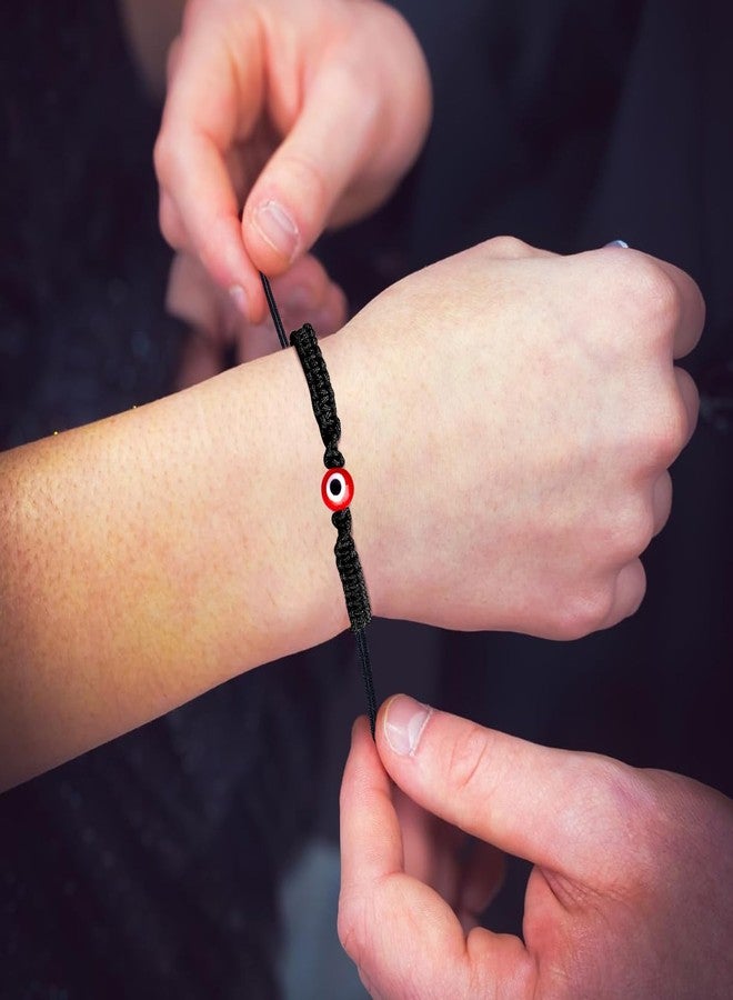 SUMMER LOVE Handmade Jewelry Evil Eye Bracelets with Card,Black Red String Bracelets Kabbalah Protection Luck Amulet for Women Men Boys Girls Friends Pulseras Mujer (Red Bead-Black String) - Image 2