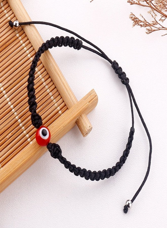 SUMMER LOVE Handmade Jewelry Evil Eye Bracelets with Card,Black Red String Bracelets Kabbalah Protection Luck Amulet for Women Men Boys Girls Friends Pulseras Mujer (Red Bead-Black String) - Image 3