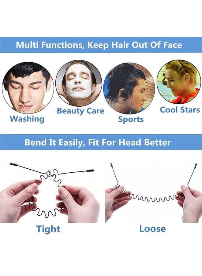 bodbop XINGZHE Hair Band Men Headband Metal Hair Bands Women Fashion Headbands for Men Sports Hairband Unisex Head Band Hair Hoop with Elastic Non Slip Wavy Teeth, 2 PCS Black - Image 5