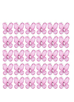 NIBEMINENT 50 Pack Sheer Mesh Wire Glitter Butterfly with Gem for Home and Wedding Decoration Party Wall Decorations (Pink)  - Image 1