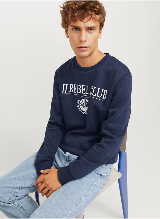 JJ Rebel by Jack & Jones Front Graphic Print Crew Neck Sweatshirt  - Image 1