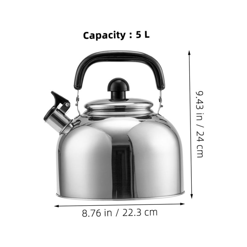 5L Whistling Stainless Steel Stove Kettle Mirror Polished For Gas Induction Cooktop - Image 3