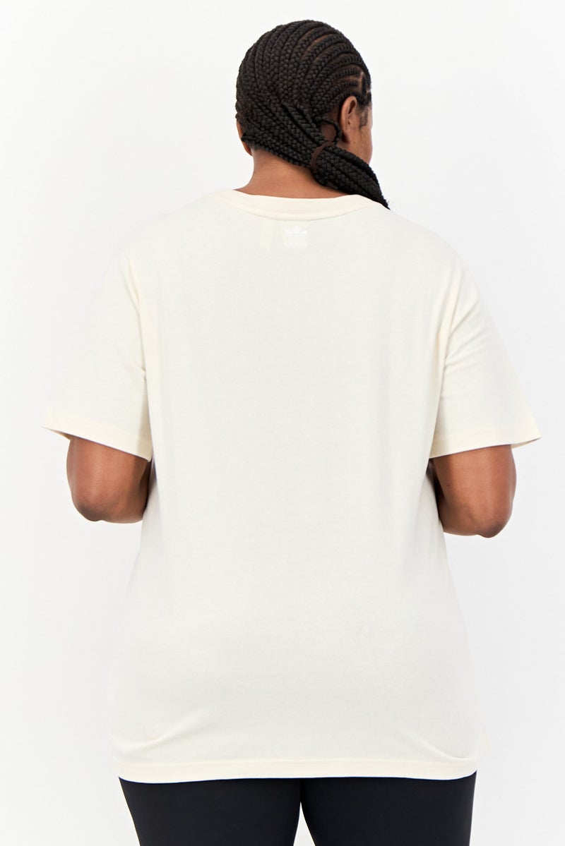 adidas Originals Women Plus Size Short Sleeves Outdoor T-Shirt, Cream - Image 3