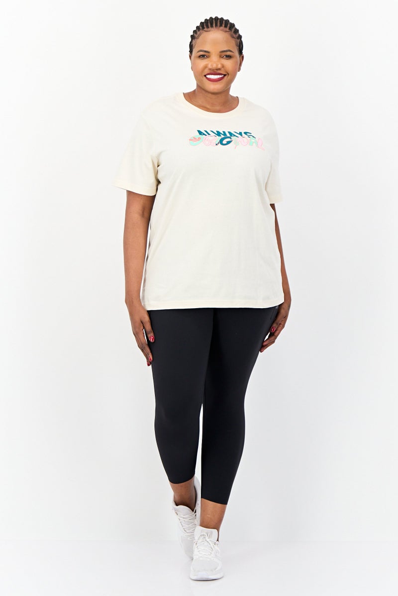 adidas Originals Women Plus Size Short Sleeves Outdoor T-Shirt, Cream - Image 4