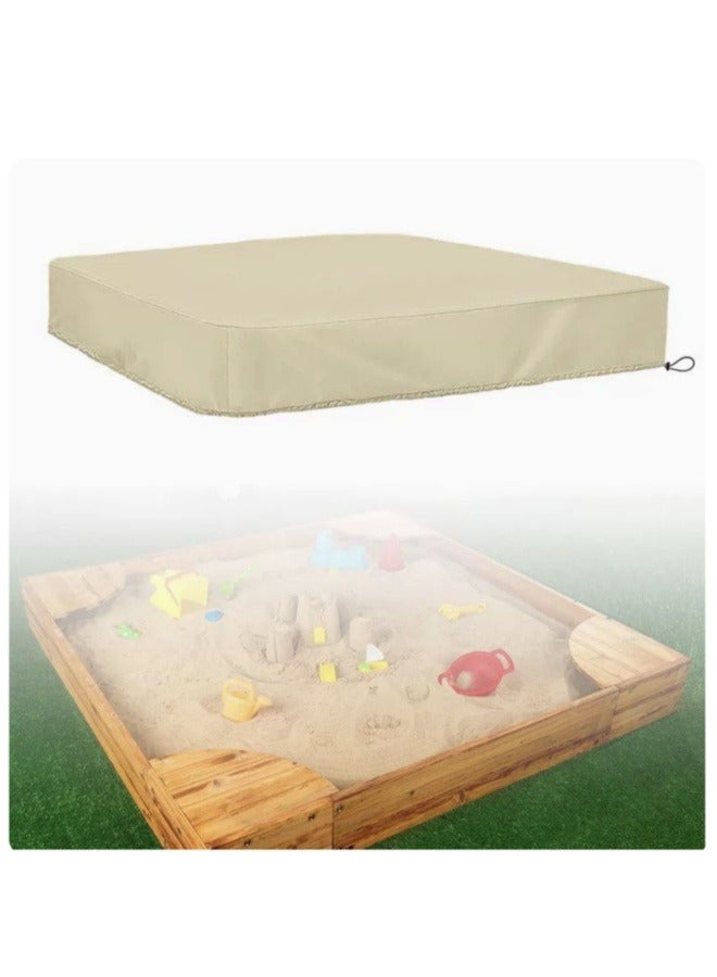 Sandbox Cover Square Waterproof Sand Pit Cover Dustproof Protection 120x120cm Sandpit Pool Cover Black Sandbox Canopy with Drawstring Avoid the Sand and Toys Contamination Beige - Image 1