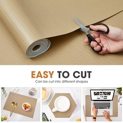 ALIUNI Shelf and Drawer Liner, Kitchen Cabinet Liners Non-Adhesive Non-Slip Waterproof Washable Mats, Protect Dresser Shelves, Beige, 12 in X 10 FT - Image 4