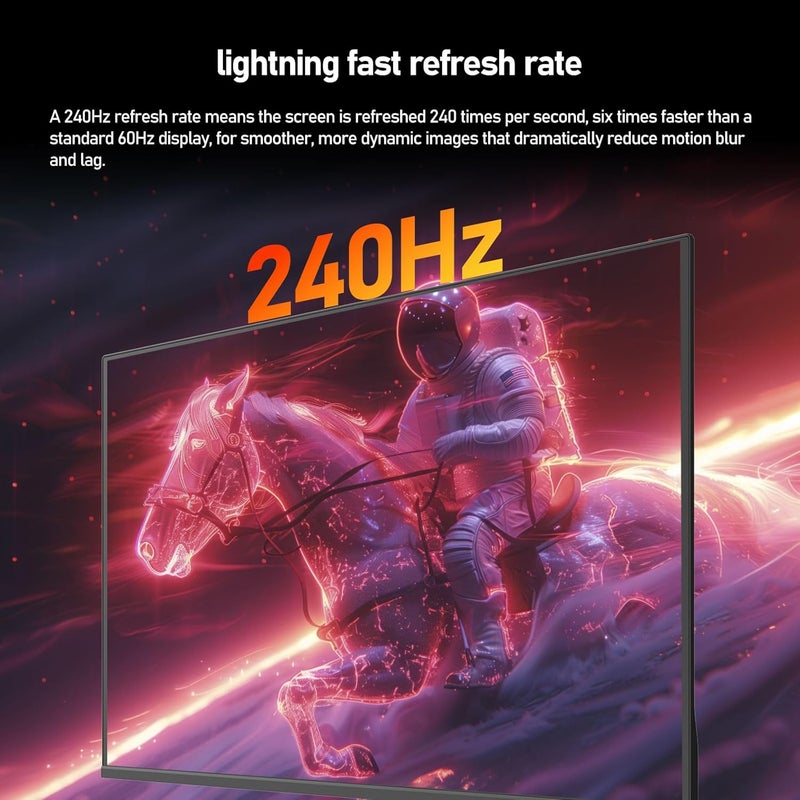 Gawfolk شاشة ألعاب 27 بوصة IPS 2K 240Hz QHD (2560x1440) سرعة 1ms (GTG) 120% sRGB FreeSync إضاءة خلفية RGB للاعبين الإلكترونيين، مكبرات صوت مدمجة - Image 3