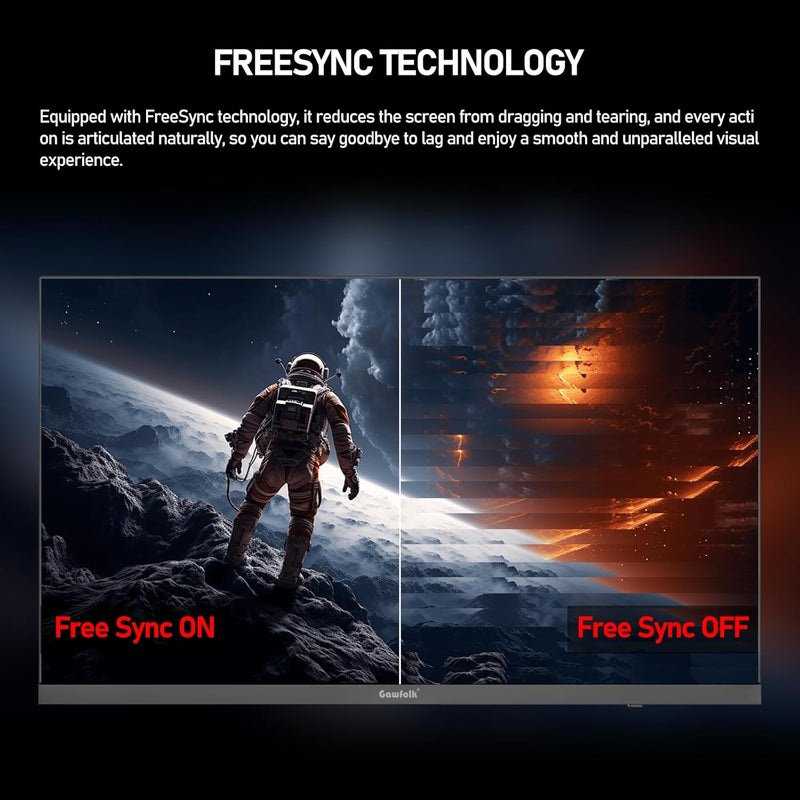 Gawfolk شاشة ألعاب 27 بوصة IPS 2K 240Hz QHD (2560x1440) سرعة 1ms (GTG) 120% sRGB FreeSync إضاءة خلفية RGB للاعبين الإلكترونيين، مكبرات صوت مدمجة - Image 5