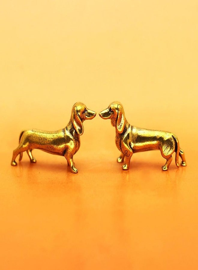 HYFAN Solid Brass Dachshund Statue - Mini Standing Dog Sculpture Desktop Decor Gift for Dog Lovers (2 Pack) - Image 3