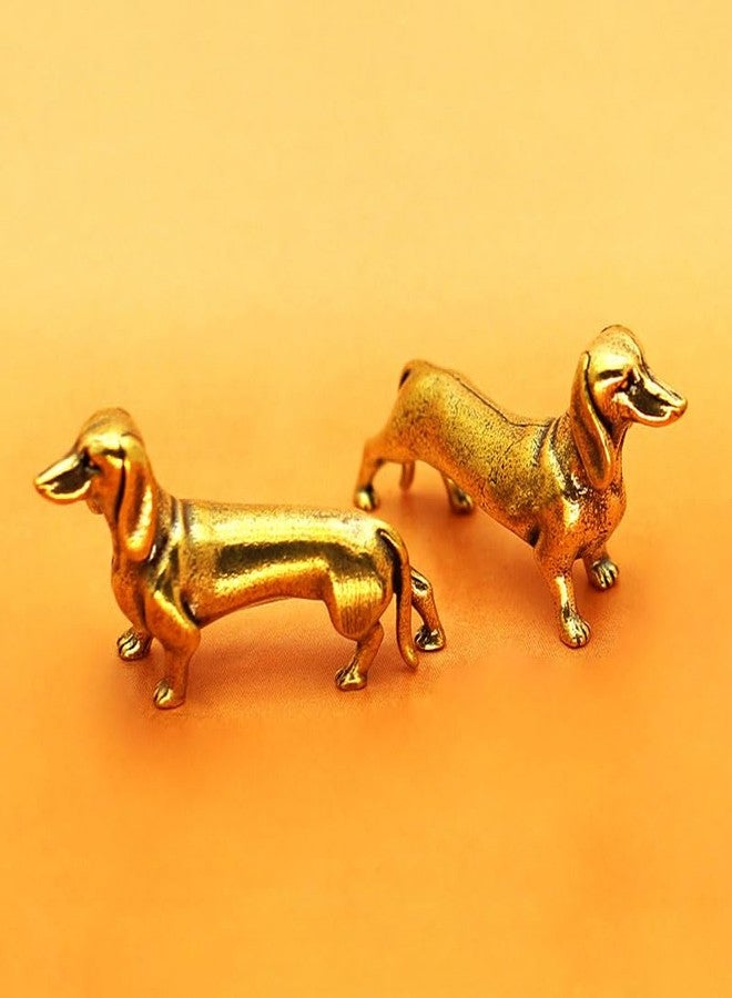 HYFAN Solid Brass Dachshund Statue - Mini Standing Dog Sculpture Desktop Decor Gift for Dog Lovers (2 Pack) - Image 4