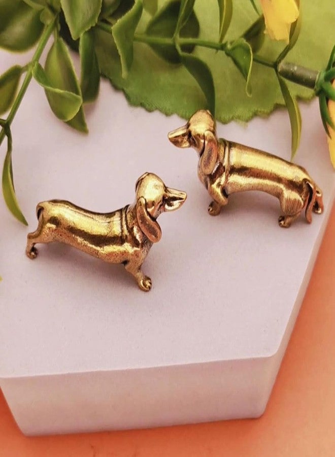 HYFAN Solid Brass Dachshund Statue - Mini Standing Dog Sculpture Desktop Decor Gift for Dog Lovers (2 Pack) - Image 2