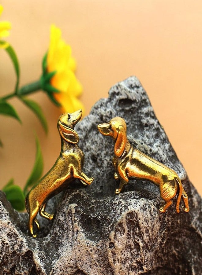 HYFAN Solid Brass Dachshund Statue - Mini Standing Dog Sculpture Desktop Decor Gift for Dog Lovers (2 Pack) - Image 5