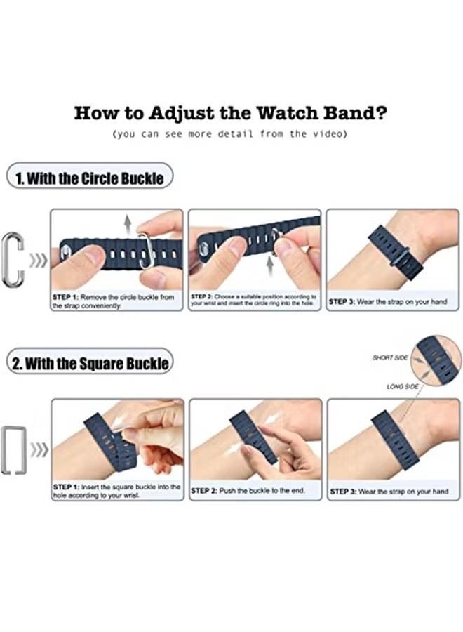 Sport  Bands Compatible with Apple Watch Band Ultra/SE/Series 9/8/7/6/5/4/3/2/1 iWatch Silicone Straps 49mm 45mm 44m 42mm for Women Men Adjustable Wristbands, Midnight Blue - Image 4