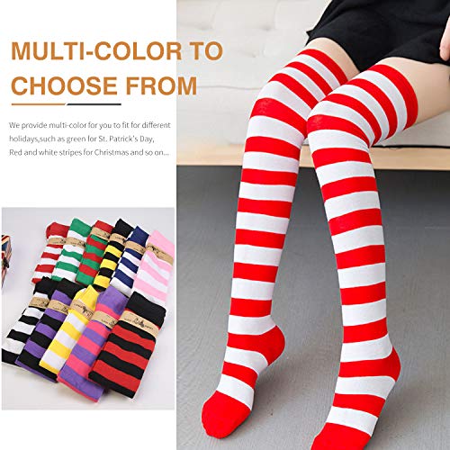Raylarnia Women's Extra Long Opaque Striped Over Knee High Stockings Socks-Black/White Stripes - Image 2