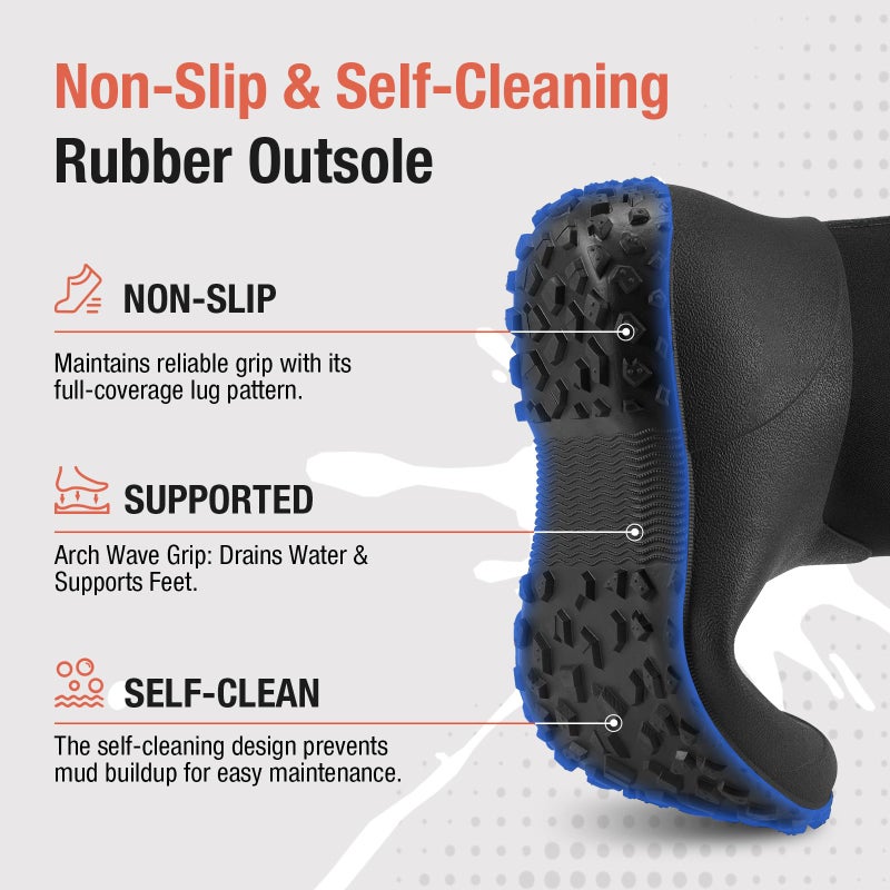 HISEA Women's Rubber Boots Waterproof, Ankle Rain Boots Insulated Neoprene Mud Boots, Anti-Slip Outdoor Work Shoes for Hunting Gardening Farming Yard Working - Image 5