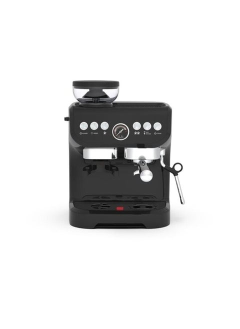 Semi-Automatic Espresso Machine with Bean Grinder and Milk Steamer, Black