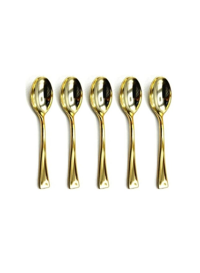 Promass Beautiful Plastic Tea Spoon (10 Cm) -Golden Colour- (Pack Of 24 Units) - Image 1