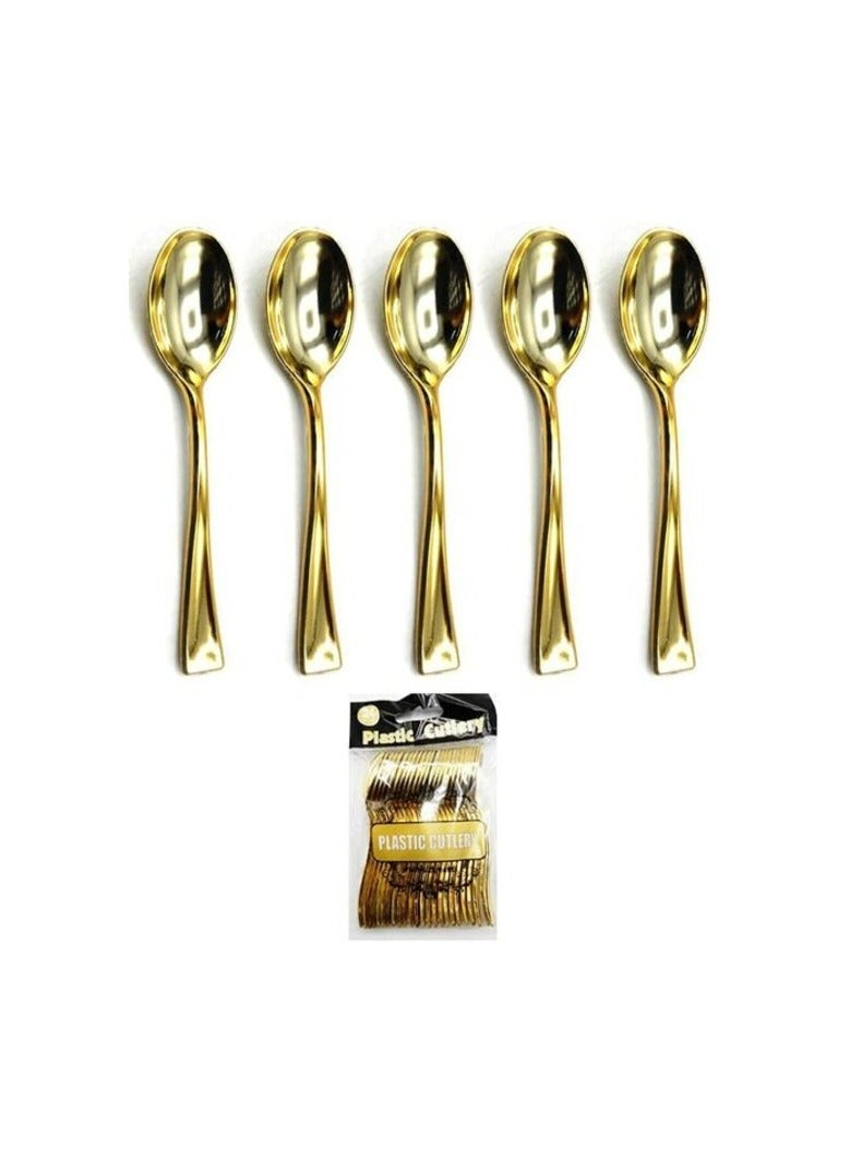 Promass Beautiful Plastic Tea Spoon (10 Cm) -Golden Colour- (Pack Of 24 Units) - Image 2