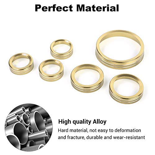 JWWY Air Conditioner Headlight Switch Knob 4WD Wheel Drive Trailer Gear Switch Knob Cover for 2021-2026+ Ford Bronco Accessories Aluminum Alloy 6PCS Gold（Don't fit Bronco Sport） - Image 4
