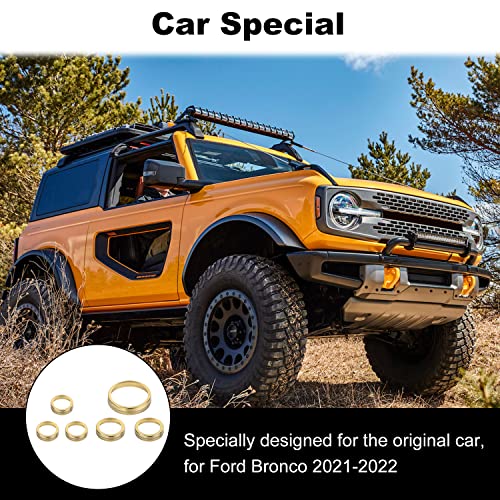 JWWY Air Conditioner Headlight Switch Knob 4WD Wheel Drive Trailer Gear Switch Knob Cover for 2021-2026+ Ford Bronco Accessories Aluminum Alloy 6PCS Gold（Don't fit Bronco Sport） - Image 5