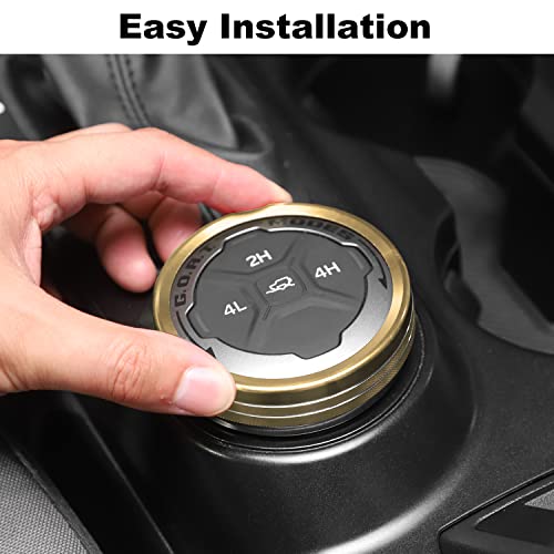 JWWY Air Conditioner Headlight Switch Knob 4WD Wheel Drive Trailer Gear Switch Knob Cover for 2021-2026+ Ford Bronco Accessories Aluminum Alloy 6PCS Gold（Don't fit Bronco Sport） - Image 3
