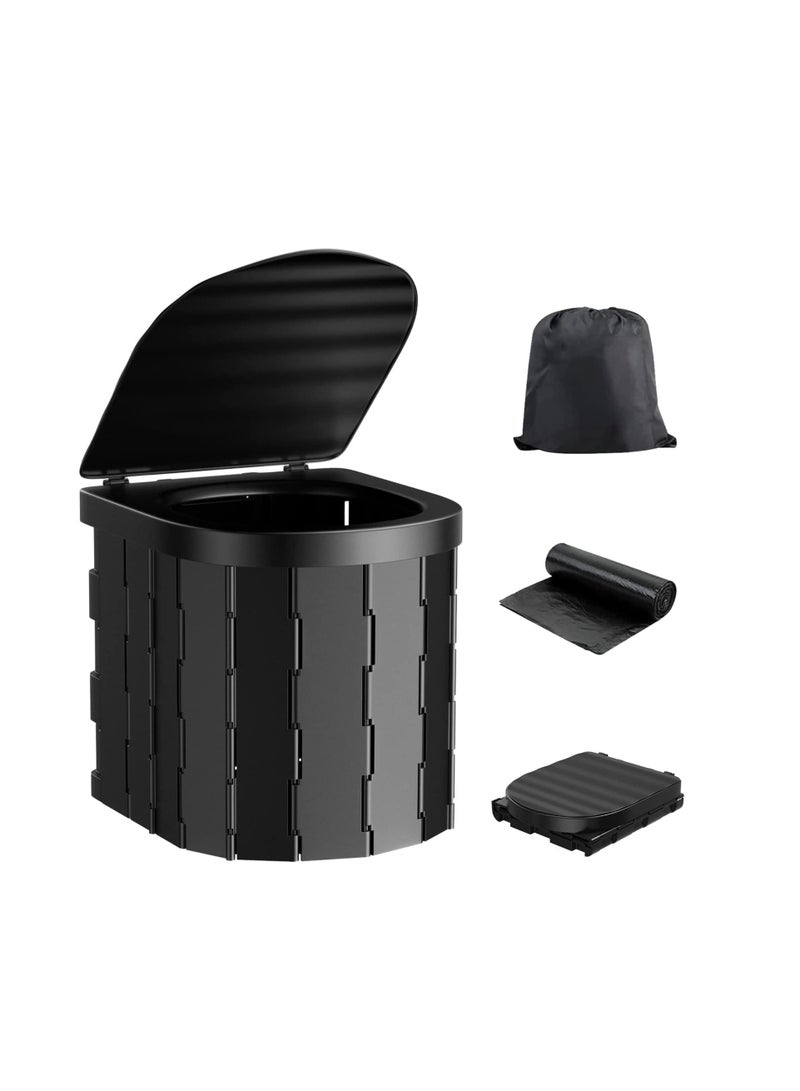 general Portable Toilet for Camping, Folding Toilet with Lid, Waterproof Porta Potty Car Toilet Bucket, Adults Travel Toilet for Camping Hiking Boat Trips Beach with Storage Bag & 12 Garbage Bags - Image 1