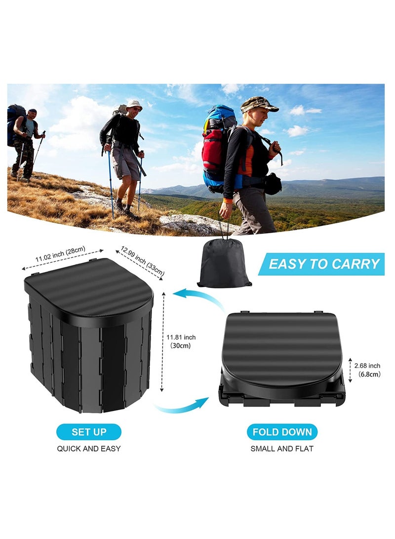 general Portable Toilet for Camping, Folding Toilet with Lid, Waterproof Porta Potty Car Toilet Bucket, Adults Travel Toilet for Camping Hiking Boat Trips Beach with Storage Bag & 12 Garbage Bags - Image 2