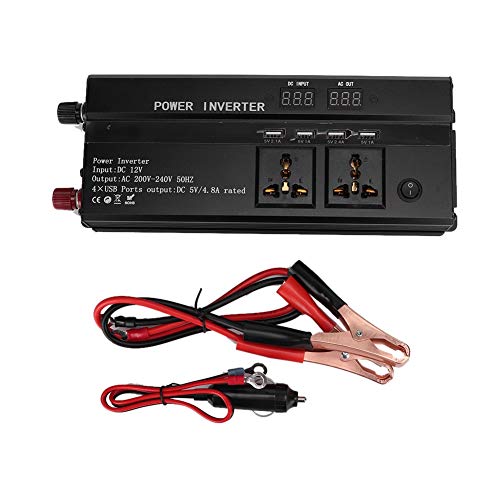 Suuonee Car Power Converter, 4000W DC 12V to AC 220V LCD Display Pure Sine Wave USB Power Inverter Converter - Image 1