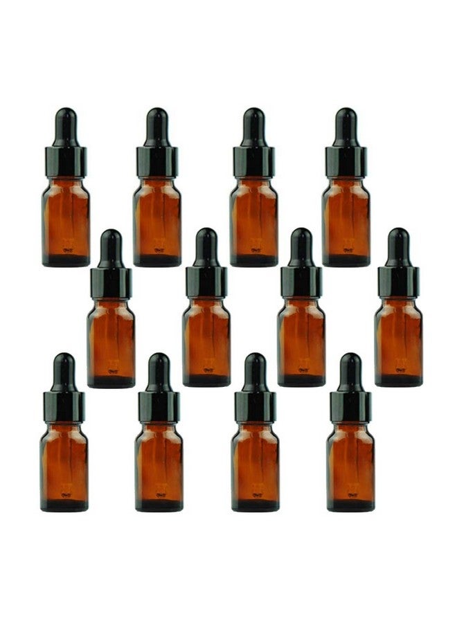 erioctry 5Ml 10Ml Amber Glass Essential Oil Bottles And Eyed Dropper Black Caps Makeup Cosmetic Sample Container Bottle For Essential Oil Aromatherapy Use(Pack Of 12) (5Ml) - Image 1