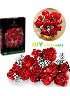 Generic 968PC Romantic Rose Flower Bouquet Building Blocks Creative Home Desk Plant Decoration Assemble Bricks Toys For Gifts Girls Lady  - Image 2