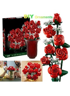 Generic 968PC Romantic Rose Flower Bouquet Building Blocks Creative Home Desk Plant Decoration Assemble Bricks Toys For Gifts Girls Lady  - Image 3