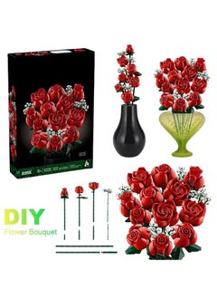 Generic 968PC Romantic Rose Flower Bouquet Building Blocks Creative Home Desk Plant Decoration Assemble Bricks Toys For Gifts Girls Lady  - Image 4