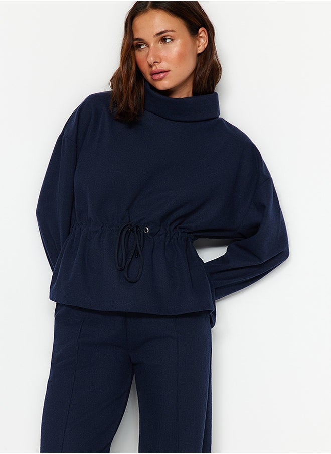 Navy Blue Thessaloniki/Knitwear Look High Neck Gathered Regular Fit Knitted Sweatshirt TWOAW24SW00146 - pzsku/ZD4CFE00652DCAD6CDF2EZ/45/_/1730940053/ebce678f-00de-4634-84cb-355f0f4d81db