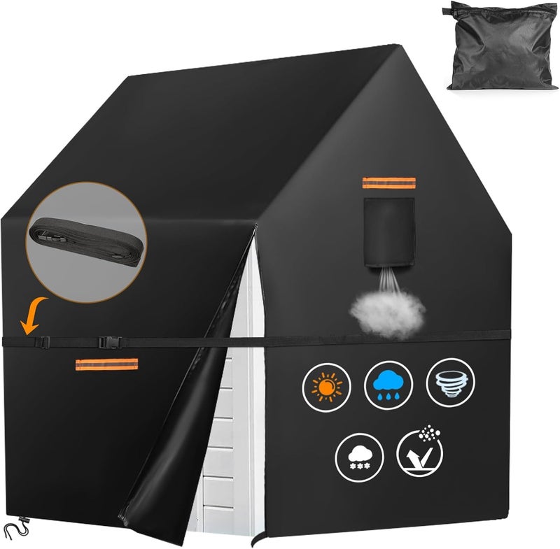 GRABADO Playhouse Cover for Outdoor Waterproof, 420D Heavy Duty Playhouse for Kids Cover,Universal Toddler Backyard Play House Cover,Easier to Cover by Side Zipper,4 Reflective Strips&Windproof Buckle - Image 1