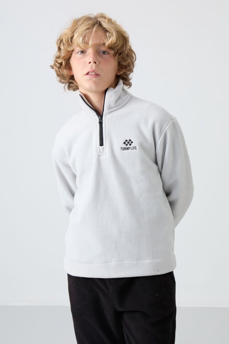 Tommy Life Stone Thick Soft Texture Standard Fit Embroidered Polar Fleece Boy's Sweatshirt - 11221  - Image 1